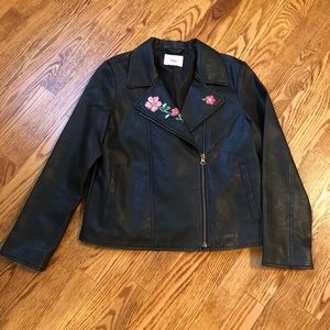 Girls black faux-leather jacket